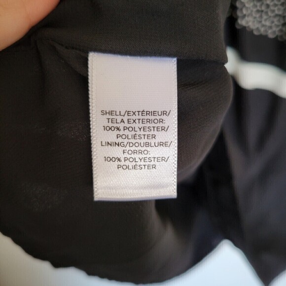 Loft Black White Polka Dot Floral Stripe Sleeveless Sheath Dress Size Medium - Picture 10 of 12